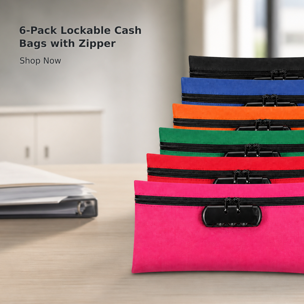 6-Pack Locking Zipper Money Bags – 27.94 × 14 cm